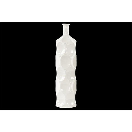 URBAN TRENDS COLLECTION Urban Trends Collection 24401 Ceramic Bottle Vase With Dimpled Sides; Large - White 24401